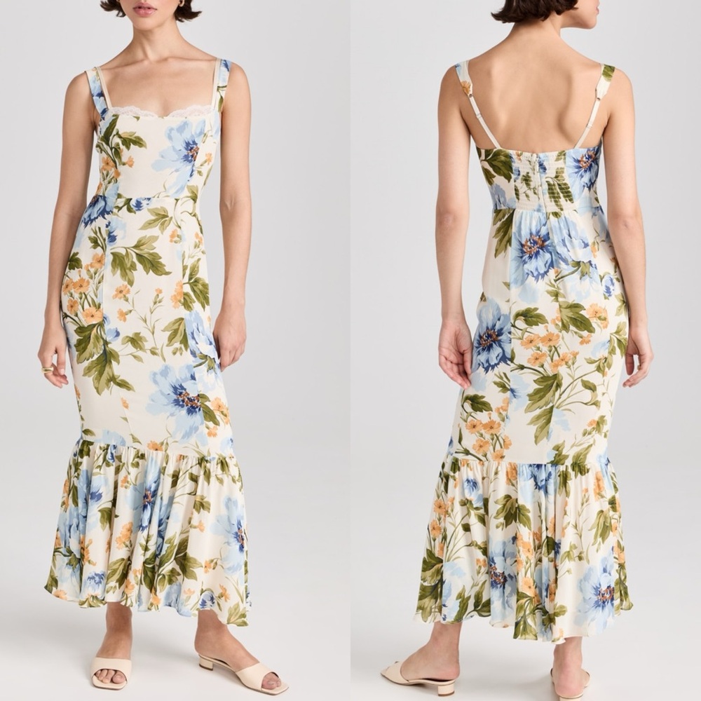 Reformation Floral Maxi Dress - Blue, Green, Orange
